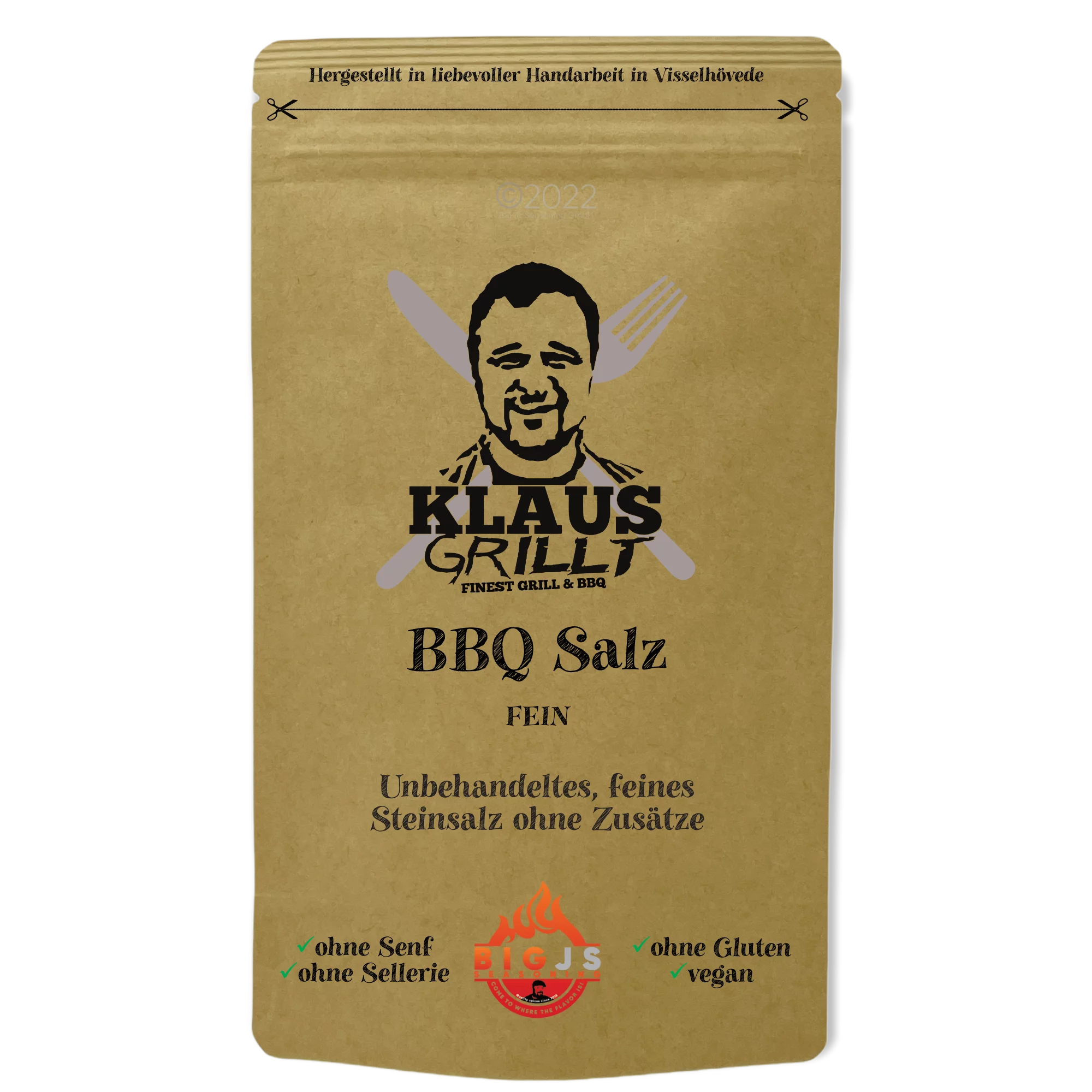 Klaus grillt, BBQ Salz fein, 450g Standbeutel